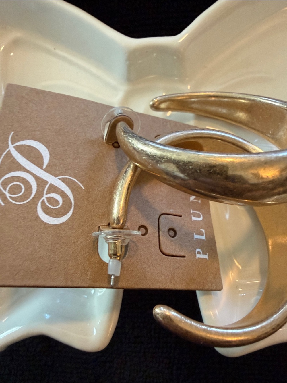 Plunder Brushed Gold Curved Hoop Earrings - Picture 4 of 5
